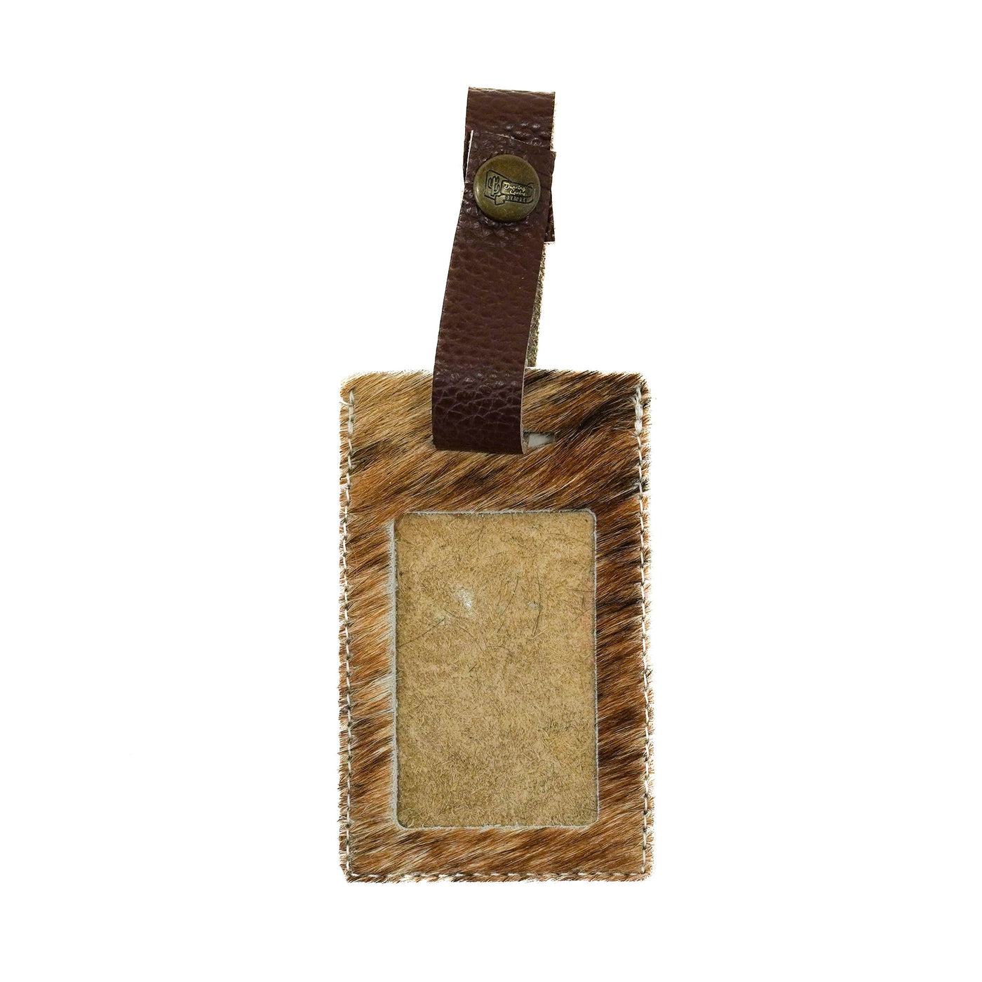Luggage Tag - Brindle w/ Turquoise Caracole-Luggage Tag-Western-Cowhide-Bags-Handmade-Products-Gifts-Dancing Cactus Designs