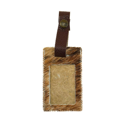 Luggage Tag - Brindle w/ Turquoise Caracole-Luggage Tag-Western-Cowhide-Bags-Handmade-Products-Gifts-Dancing Cactus Designs