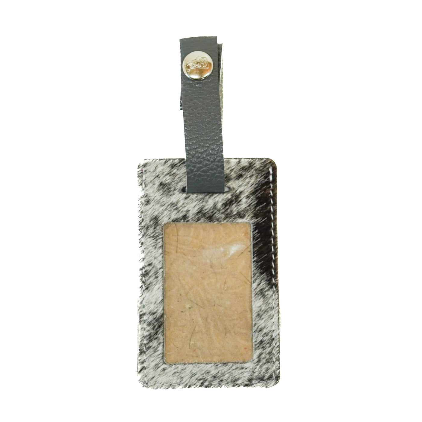 Luggage Tag - Chocolate & White w/ Sapphire Tool-Luggage Tag-Western-Cowhide-Bags-Handmade-Products-Gifts-Dancing Cactus Designs