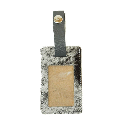 Luggage Tag - Chocolate & White w/ Sapphire Tool-Luggage Tag-Western-Cowhide-Bags-Handmade-Products-Gifts-Dancing Cactus Designs