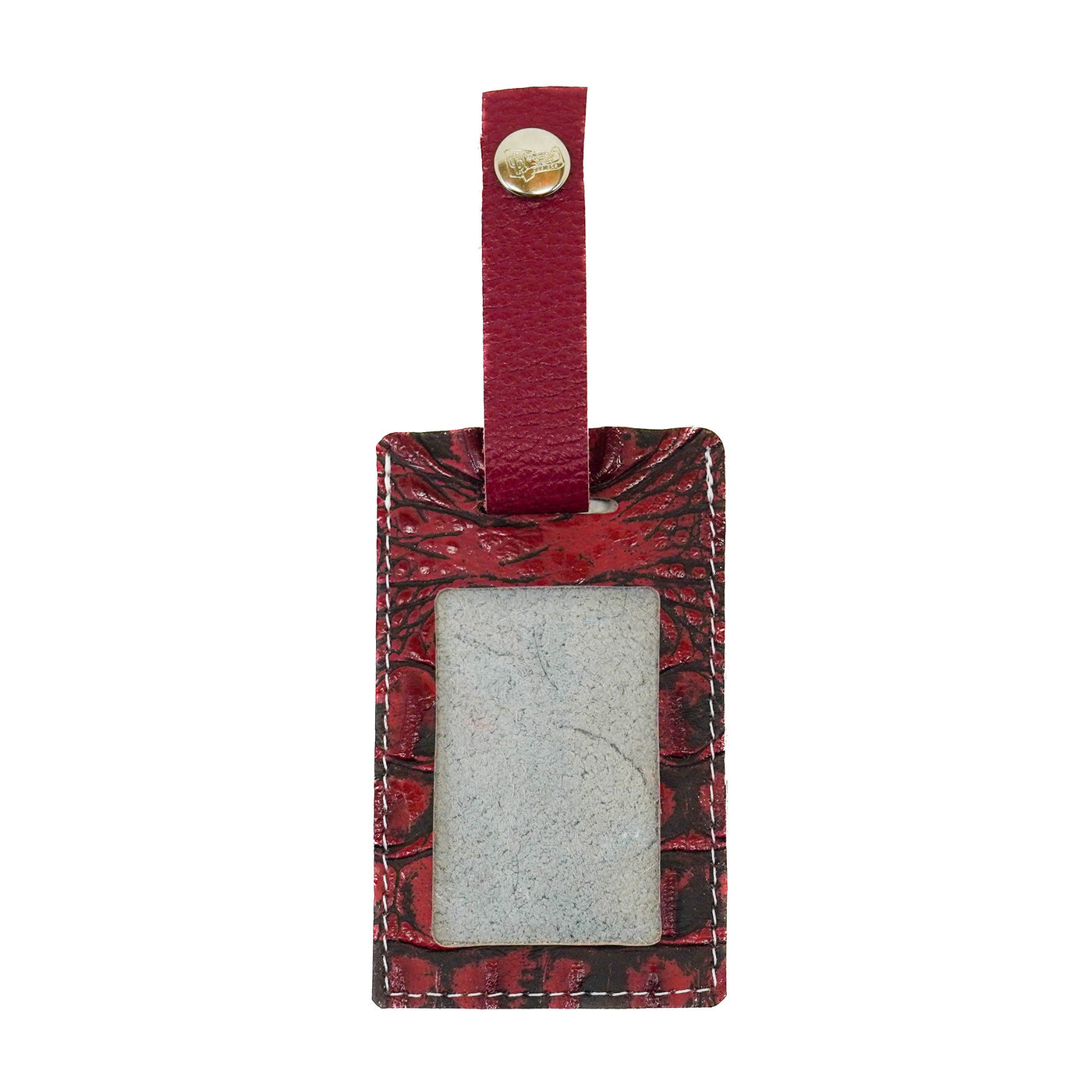 Luggage Tag - Dapple w/ Red Croc-Luggage Tag-Western-Cowhide-Bags-Handmade-Products-Gifts-Dancing Cactus Designs