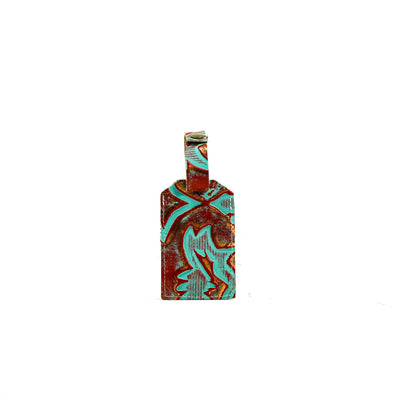 Luggage Tag - Exotic Brindle w/ Patriot Laredo-Luggage Tag-Western-Cowhide-Bags-Handmade-Products-Gifts-Dancing Cactus Designs