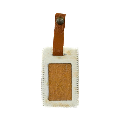 Luggage Tag - Light Brindle w/ Wyoming Tool-Luggage Tag-Western-Cowhide-Bags-Handmade-Products-Gifts-Dancing Cactus Designs