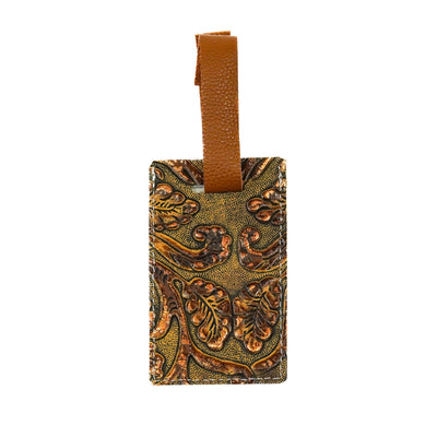 Luggage Tag - Light Brindle w/ Wyoming Tool-Luggage Tag-Western-Cowhide-Bags-Handmade-Products-Gifts-Dancing Cactus Designs