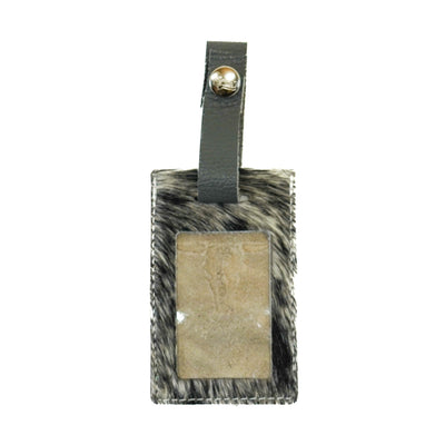 Luggage Tag - Salt/Pepper w/ Ghost Skulls-Luggage Tag-Western-Cowhide-Bags-Handmade-Products-Gifts-Dancing Cactus Designs