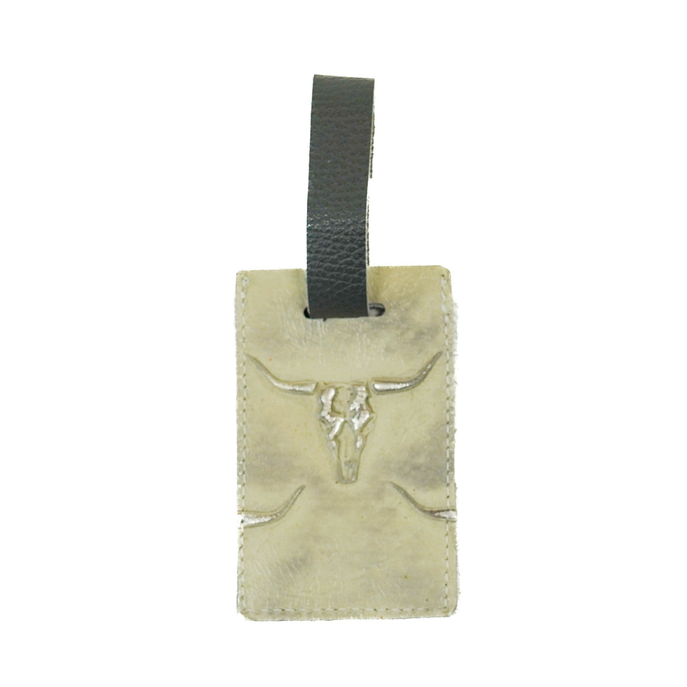 Luggage Tag - Salt/Pepper w/ Ghost Skulls-Luggage Tag-Western-Cowhide-Bags-Handmade-Products-Gifts-Dancing Cactus Designs