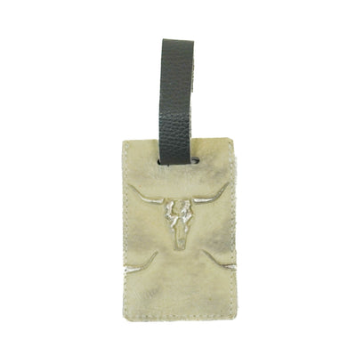Luggage Tag - Salt/Pepper w/ Ghost Skulls-Luggage Tag-Western-Cowhide-Bags-Handmade-Products-Gifts-Dancing Cactus Designs