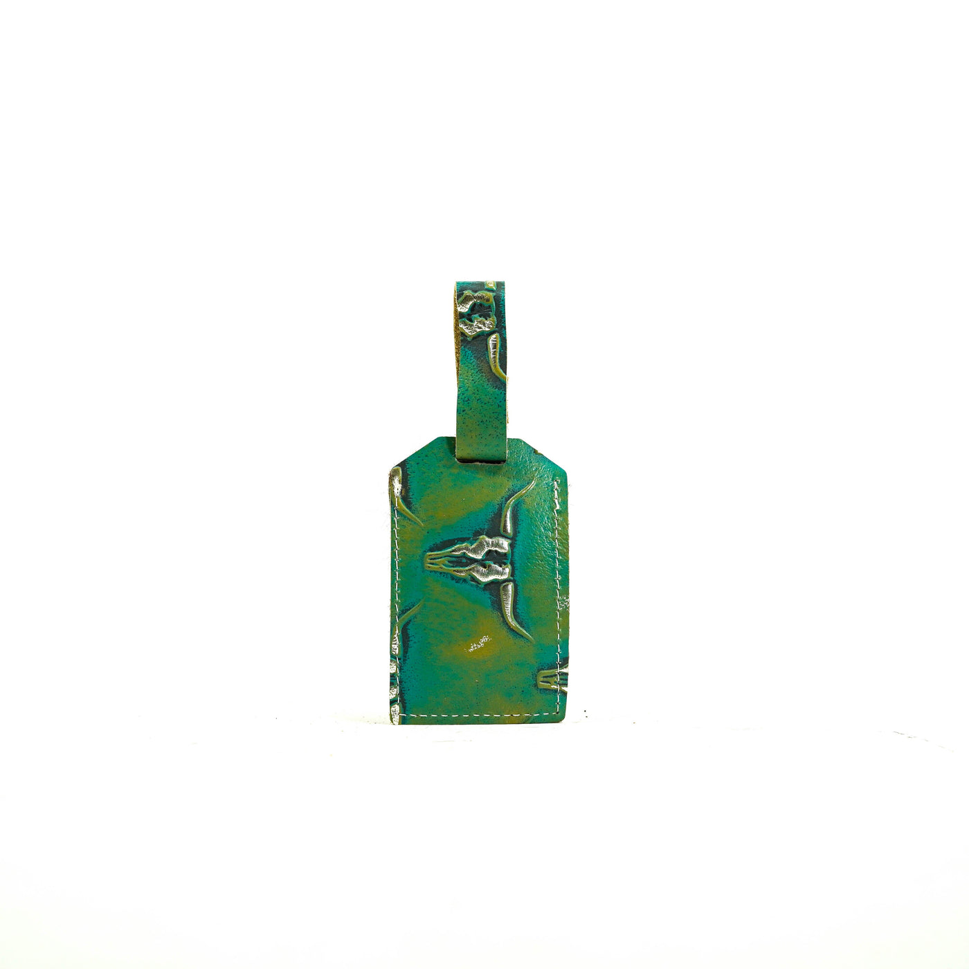 Luggage Tag - Tricolor w/ Margarita Skulls-Luggage Tag-Western-Cowhide-Bags-Handmade-Products-Gifts-Dancing Cactus Designs