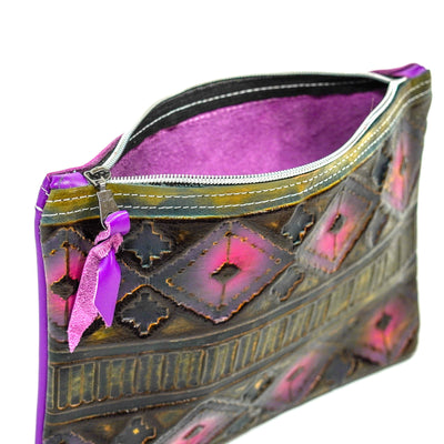 Mega Organizer - All Embossed w/ Dream Girl Navajo-Mega Organizer-Western-Cowhide-Bags-Handmade-Products-Gifts-Dancing Cactus Designs
