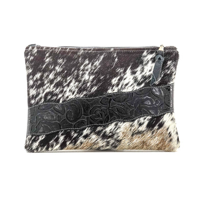 Mega Organizer - Black & White w/ Onyx Roses-Mega Organizer-Western-Cowhide-Bags-Handmade-Products-Gifts-Dancing Cactus Designs