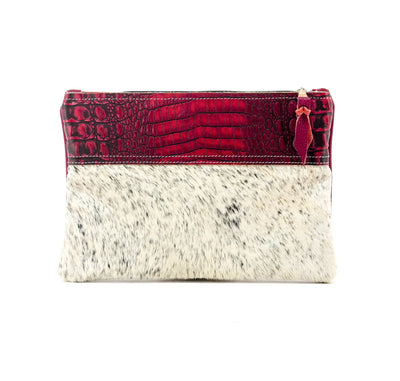 Mega Organizer - Black & White w/ Red Croc-Mega Organizer-Western-Cowhide-Bags-Handmade-Products-Gifts-Dancing Cactus Designs