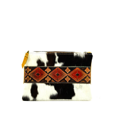 Mega Organizer - Black & White w/ Santa Fe Navajo-Mega Organizer-Western-Cowhide-Bags-Handmade-Products-Gifts-Dancing Cactus Designs