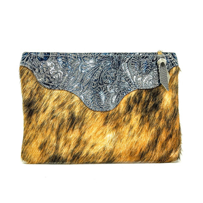 Mega Organizer - Brindle w/ Sapphire Tool-Mega Organizer-Western-Cowhide-Bags-Handmade-Products-Gifts-Dancing Cactus Designs
