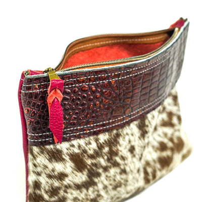 Mega Organizer - Longhorn w/ Burgundy Croc-Mega Organizer-Western-Cowhide-Bags-Handmade-Products-Gifts-Dancing Cactus Designs