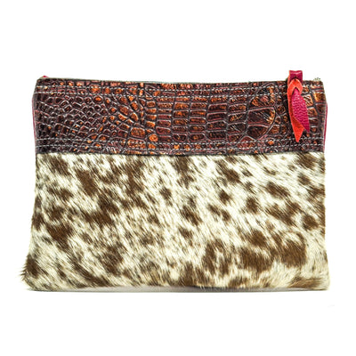 Mega Organizer - Longhorn w/ Burgundy Croc-Mega Organizer-Western-Cowhide-Bags-Handmade-Products-Gifts-Dancing Cactus Designs