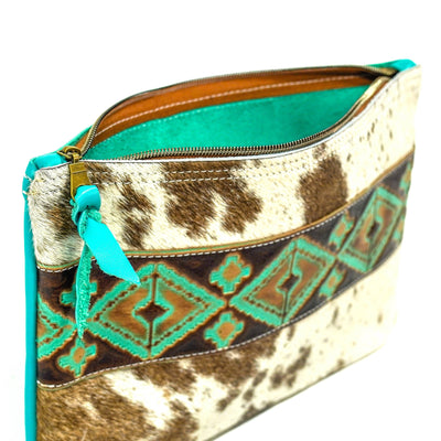 Mega Organizer - Oil Spot w/ Turquoise Navajo-Mega Organizer-Western-Cowhide-Bags-Handmade-Products-Gifts-Dancing Cactus Designs