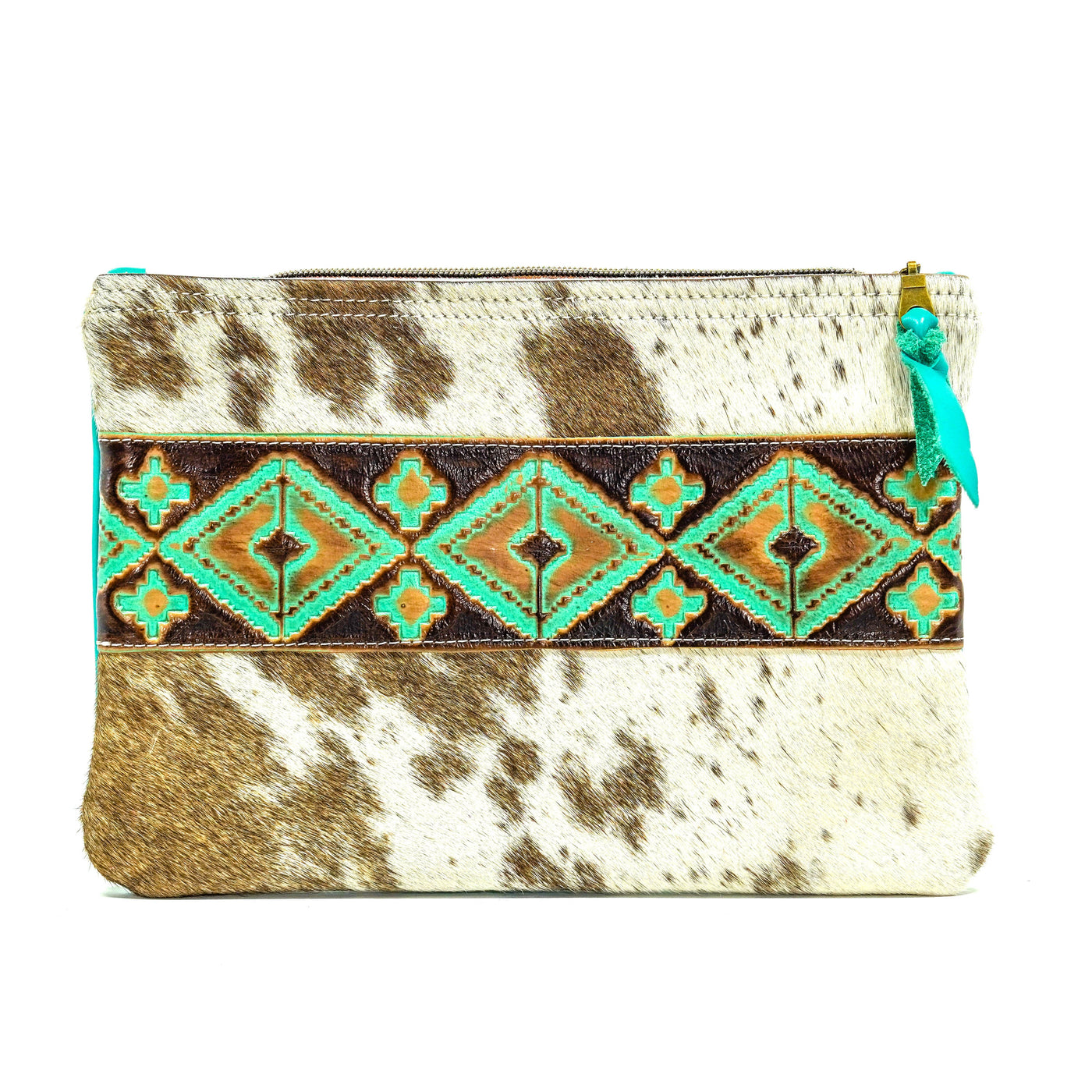 Mega Organizer - Oil Spot w/ Turquoise Navajo-Mega Organizer-Western-Cowhide-Bags-Handmade-Products-Gifts-Dancing Cactus Designs