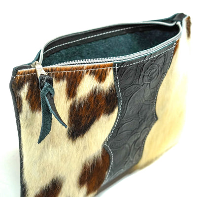 Mega Organizer - Tricolor w/ Onyx Roses-Mega Organizer-Western-Cowhide-Bags-Handmade-Products-Gifts-Dancing Cactus Designs