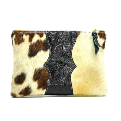 Mega Organizer - Tricolor w/ Onyx Roses-Mega Organizer-Western-Cowhide-Bags-Handmade-Products-Gifts-Dancing Cactus Designs