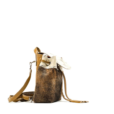 Mini Kelsea Backpack - Brindle w/ Ghost Skulls-Mini Kelsea Backpack-Western-Cowhide-Bags-Handmade-Products-Gifts-Dancing Cactus Designs