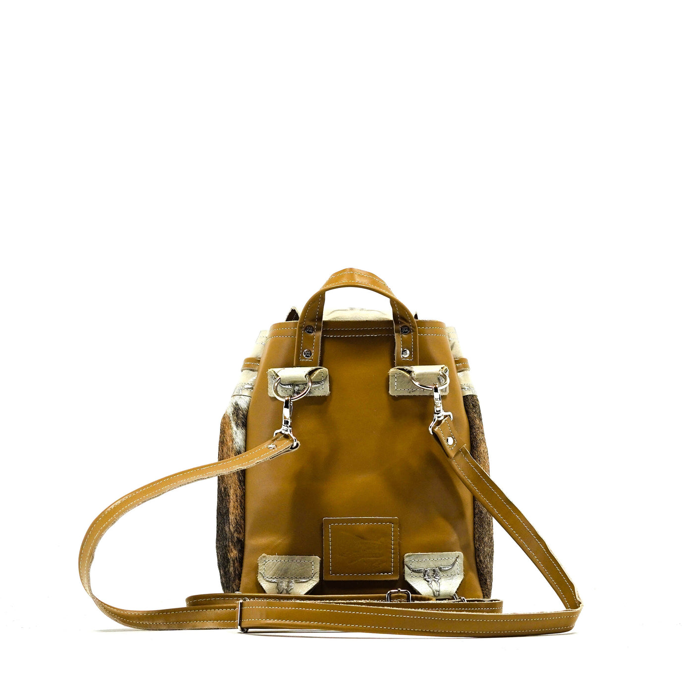 Mini Kelsea Backpack - Brindle w/ Ghost Skulls-Mini Kelsea Backpack-Western-Cowhide-Bags-Handmade-Products-Gifts-Dancing Cactus Designs