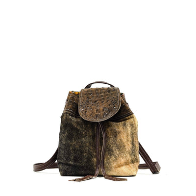 Mini Kelsea Backpack - Exotic Brindle w/ Saddle Croc-Mini Kelsea Backpack-Western-Cowhide-Bags-Handmade-Products-Gifts-Dancing Cactus Designs