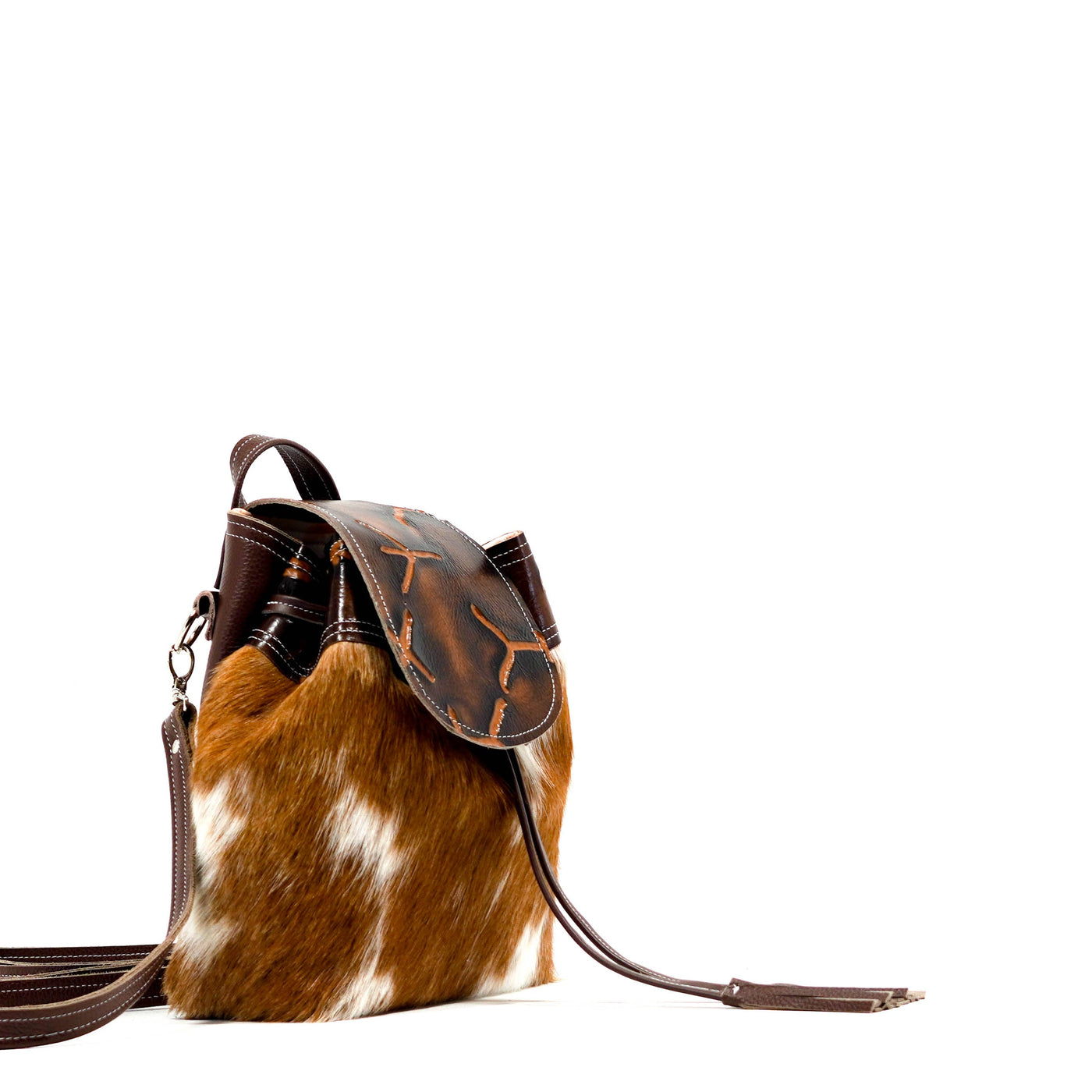 Mini Kelsea Backpack - Longhorn w/ Burnt Brands-Mini Kelsea Backpack-Western-Cowhide-Bags-Handmade-Products-Gifts-Dancing Cactus Designs
