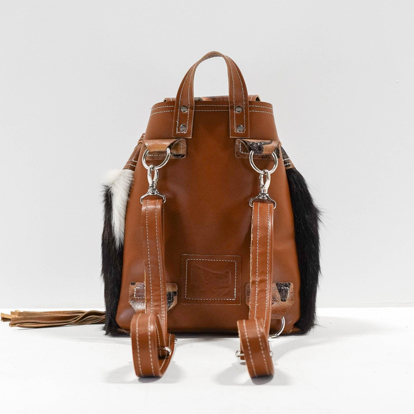 Mini Kelsea Backpack - Red Brindle w/ Sepia Skulls-Mini Kelsea Backpack-Western-Cowhide-Bags-Handmade-Products-Gifts-Dancing Cactus Designs