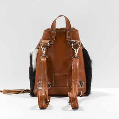 Mini Kelsea Backpack - Red Brindle w/ Sepia Skulls-Mini Kelsea Backpack-Western-Cowhide-Bags-Handmade-Products-Gifts-Dancing Cactus Designs