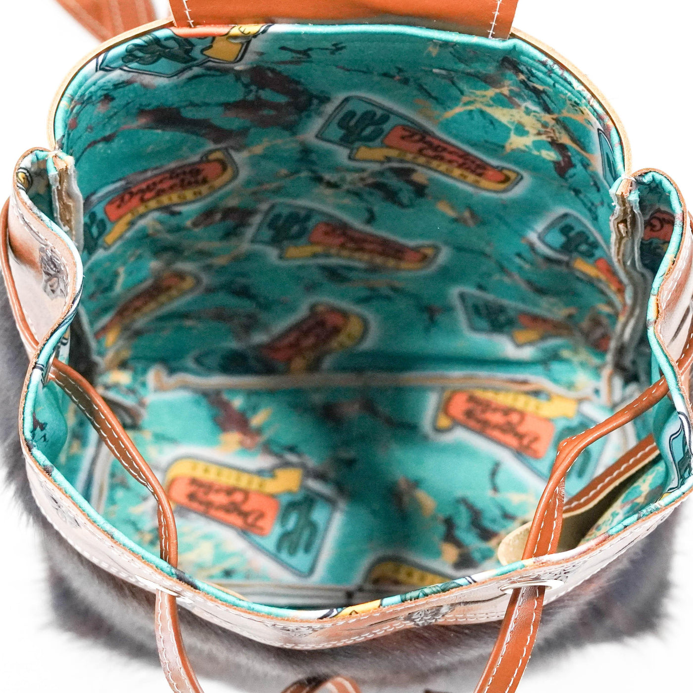 Mini Kelsea Backpack - Red Brindle w/ Sepia Skulls-Mini Kelsea Backpack-Western-Cowhide-Bags-Handmade-Products-Gifts-Dancing Cactus Designs