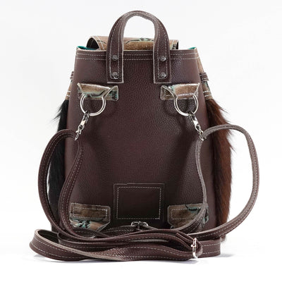 Mini Kelsea Backpack - Tricolor w/ Mint Sepia Skulls-Mini Kelsea Backpack-Western-Cowhide-Bags-Handmade-Products-Gifts-Dancing Cactus Designs