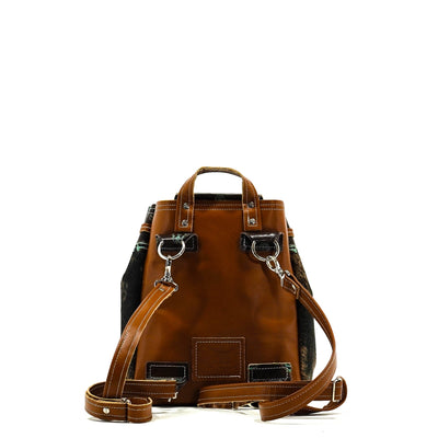 Mini Kelsea Backpack - Two-Tone Brindle w/ Mint Chocolate Skulls-Mini Kelsea Backpack-Western-Cowhide-Bags-Handmade-Products-Gifts-Dancing Cactus Designs