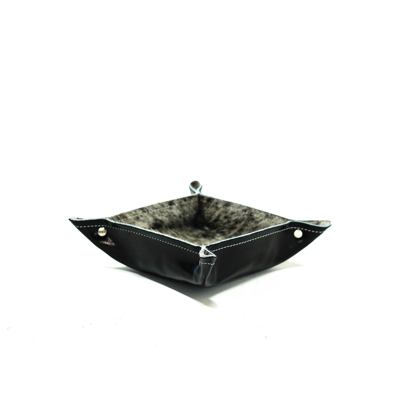 Mini Tray - Glossed Black Leather w/ Salt N' Pepper-Mini Tray-Western-Cowhide-Bags-Handmade-Products-Gifts-Dancing Cactus Designs