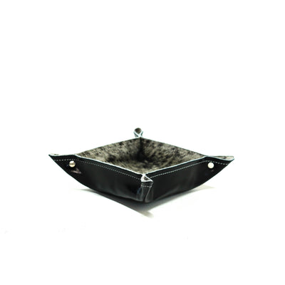 Mini Tray - Glossed Black Leather w/ Salt N' Pepper-Mini Tray-Western-Cowhide-Bags-Handmade-Products-Gifts-Dancing Cactus Designs