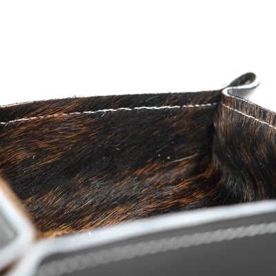 Mini Tray - Glossed Black Leather w/ Two-Tone Brindle-Mini Tray-Western-Cowhide-Bags-Handmade-Products-Gifts-Dancing Cactus Designs