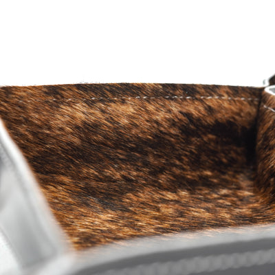 Mini Tray - Glossed Lead Leather w/ Brindle-Mini Tray-Western-Cowhide-Bags-Handmade-Products-Gifts-Dancing Cactus Designs