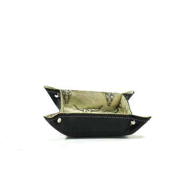 Mini Tray - Glossed Lead Leather w/ Ghost Skulls-Mini Tray-Western-Cowhide-Bags-Handmade-Products-Gifts-Dancing Cactus Designs