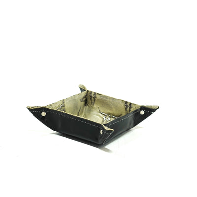 Mini Tray - Glossed Lead Leather w/ Ghost Skulls-Mini Tray-Western-Cowhide-Bags-Handmade-Products-Gifts-Dancing Cactus Designs