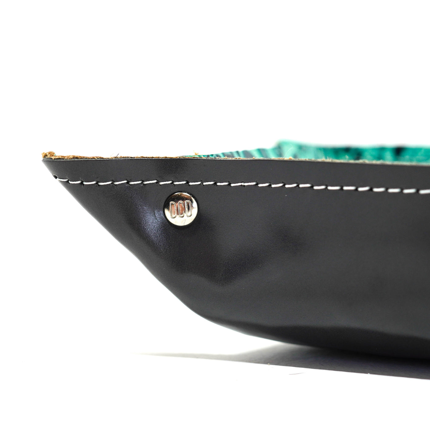 Mini Tray - Glossed Lead Leather w/ Sea Glass Tool-Mini Tray-Western-Cowhide-Bags-Handmade-Products-Gifts-Dancing Cactus Designs