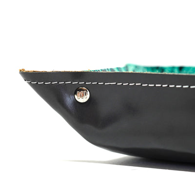 Mini Tray - Glossed Lead Leather w/ Sea Glass Tool-Mini Tray-Western-Cowhide-Bags-Handmade-Products-Gifts-Dancing Cactus Designs