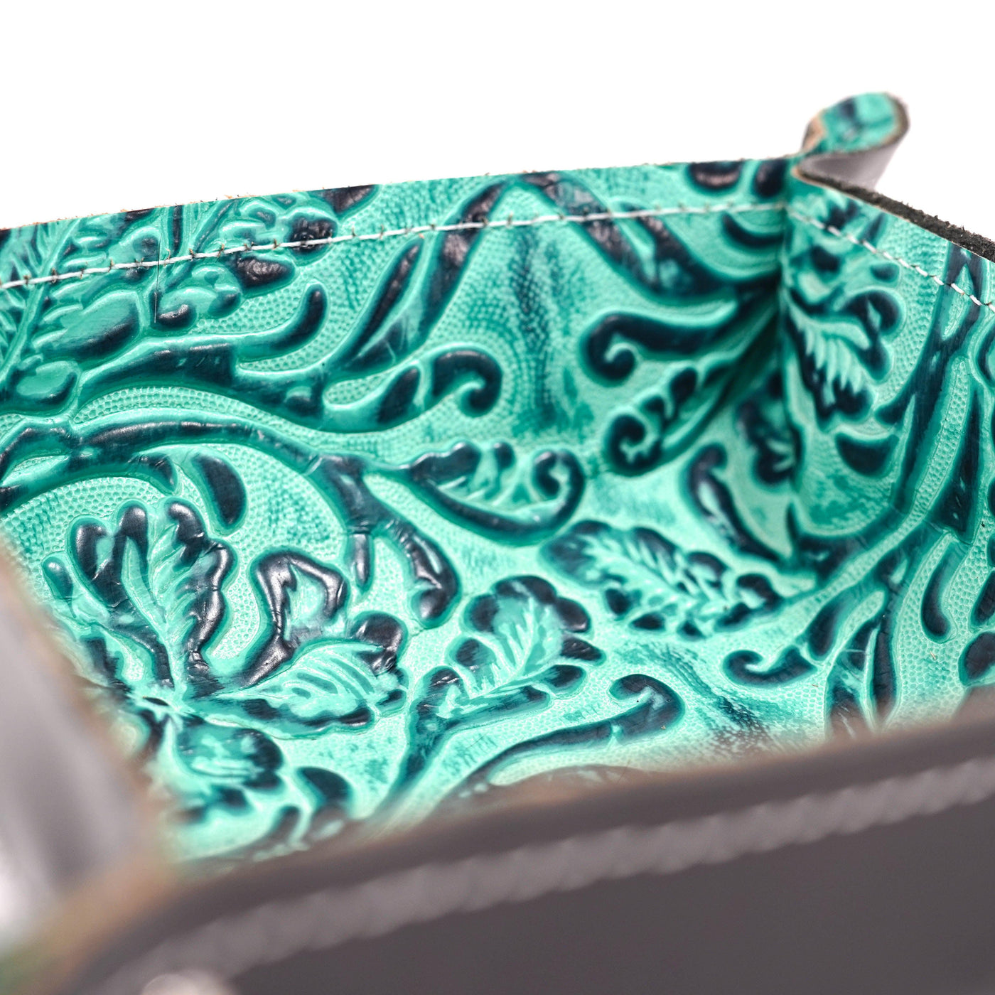 Mini Tray - Glossed Lead Leather w/ Sea Glass Tool-Mini Tray-Western-Cowhide-Bags-Handmade-Products-Gifts-Dancing Cactus Designs