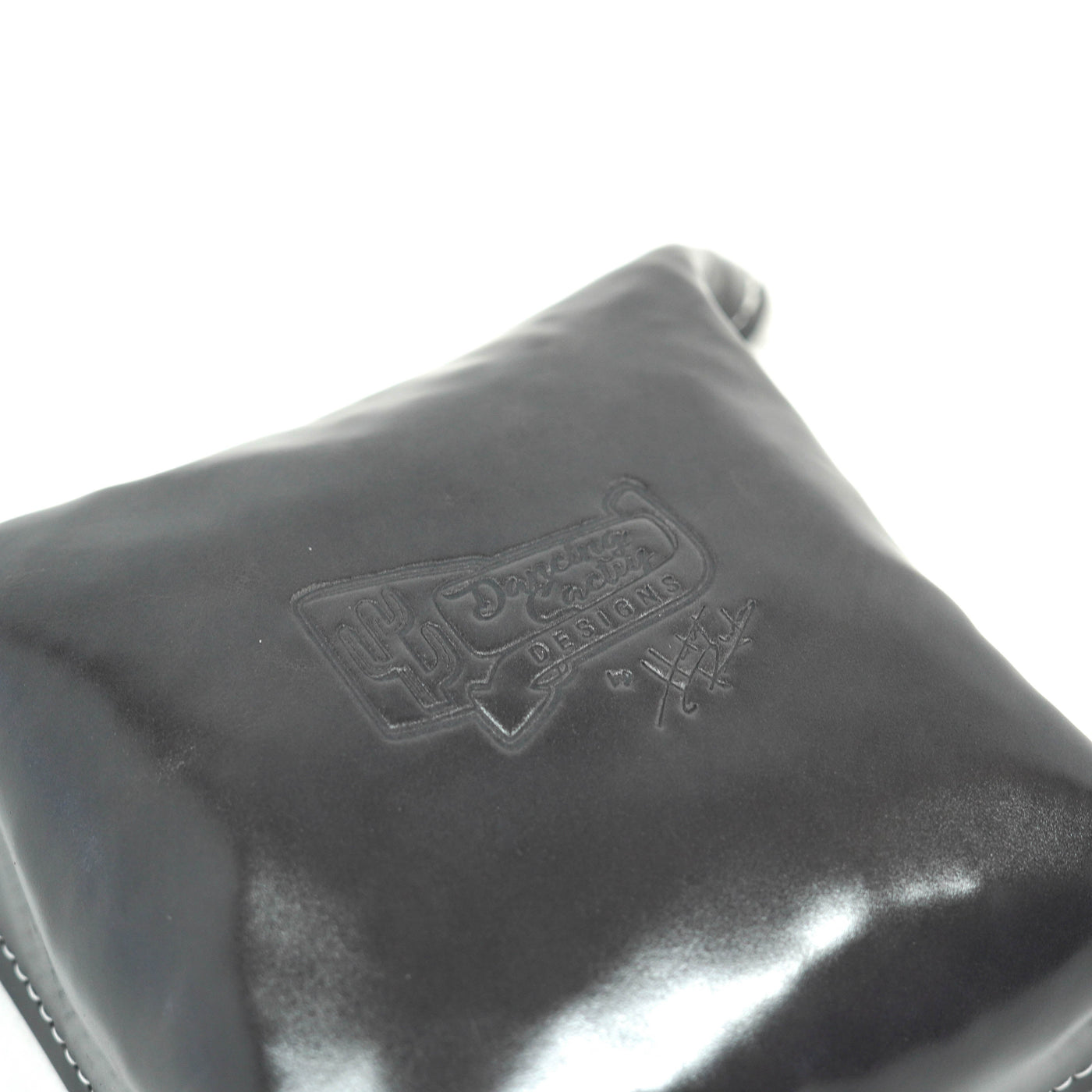 Mini Tray - Glossed Lead Leather w/ Sea Glass Tool-Mini Tray-Western-Cowhide-Bags-Handmade-Products-Gifts-Dancing Cactus Designs