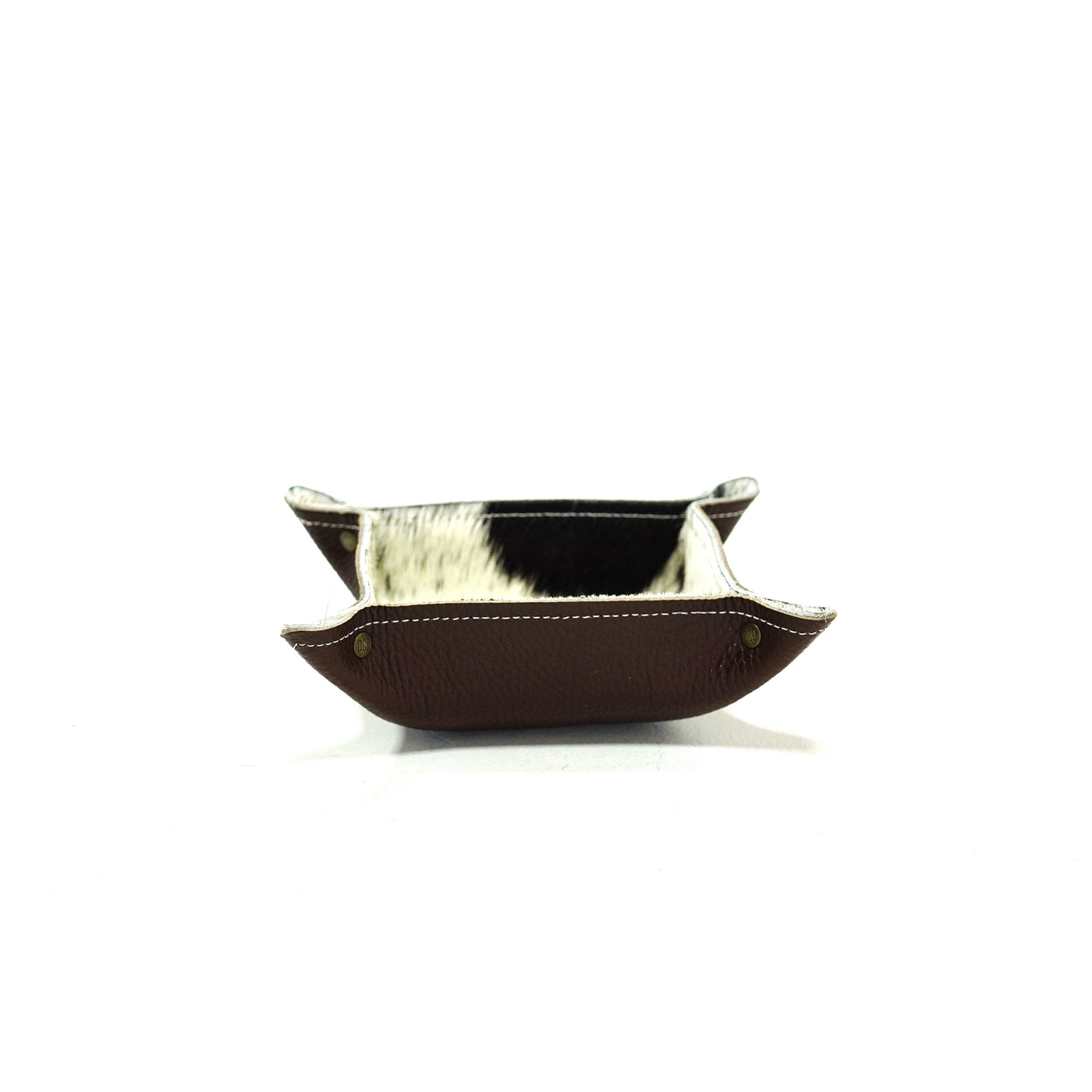 Mini Tray - Pebbled Chocolate Leather w/ Black & White-Mini Tray-Western-Cowhide-Bags-Handmade-Products-Gifts-Dancing Cactus Designs