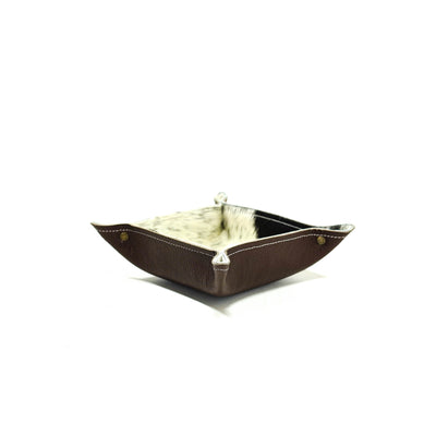 Mini Tray - Pebbled Chocolate Leather w/ Black & White-Mini Tray-Western-Cowhide-Bags-Handmade-Products-Gifts-Dancing Cactus Designs