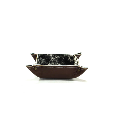 Mini Tray - Pebbled Chocolate Leather w/ Salt N' Pepper-Mini Tray-Western-Cowhide-Bags-Handmade-Products-Gifts-Dancing Cactus Designs