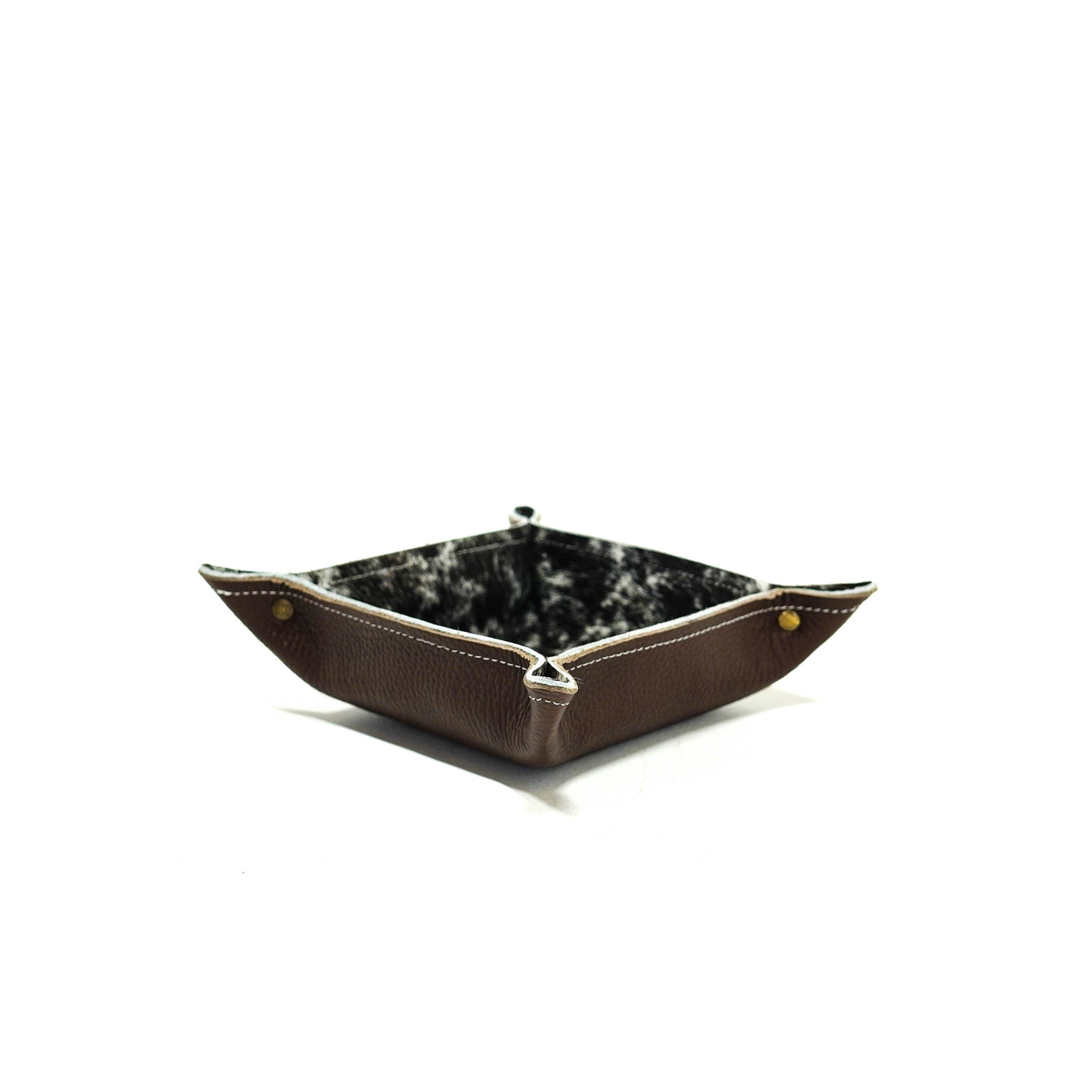 Mini Tray - Pebbled Chocolate Leather w/ Salt N' Pepper-Mini Tray-Western-Cowhide-Bags-Handmade-Products-Gifts-Dancing Cactus Designs