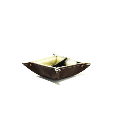 Mini Tray - Pebbled Chocolate Leather w/ Tricolor-Mini Tray-Western-Cowhide-Bags-Handmade-Products-Gifts-Dancing Cactus Designs