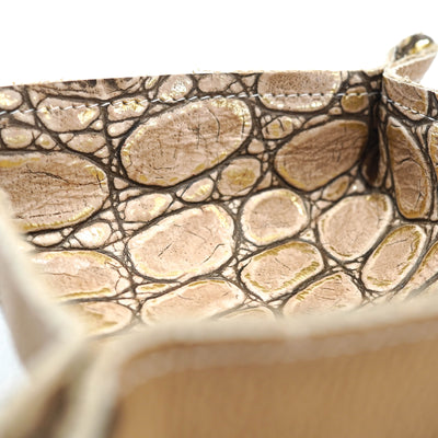 Mini Tray - Pebbled Dulce de Leche Leather w/ Vanilla Jumbo Croc-Mini Tray-Western-Cowhide-Bags-Handmade-Products-Gifts-Dancing Cactus Designs