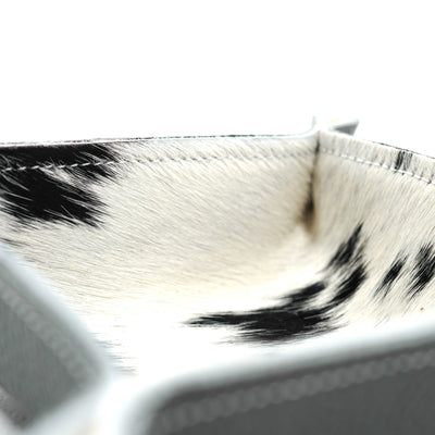 Mini Tray - Pebbled Lead Leather w/ Black & White-Mini Tray-Western-Cowhide-Bags-Handmade-Products-Gifts-Dancing Cactus Designs