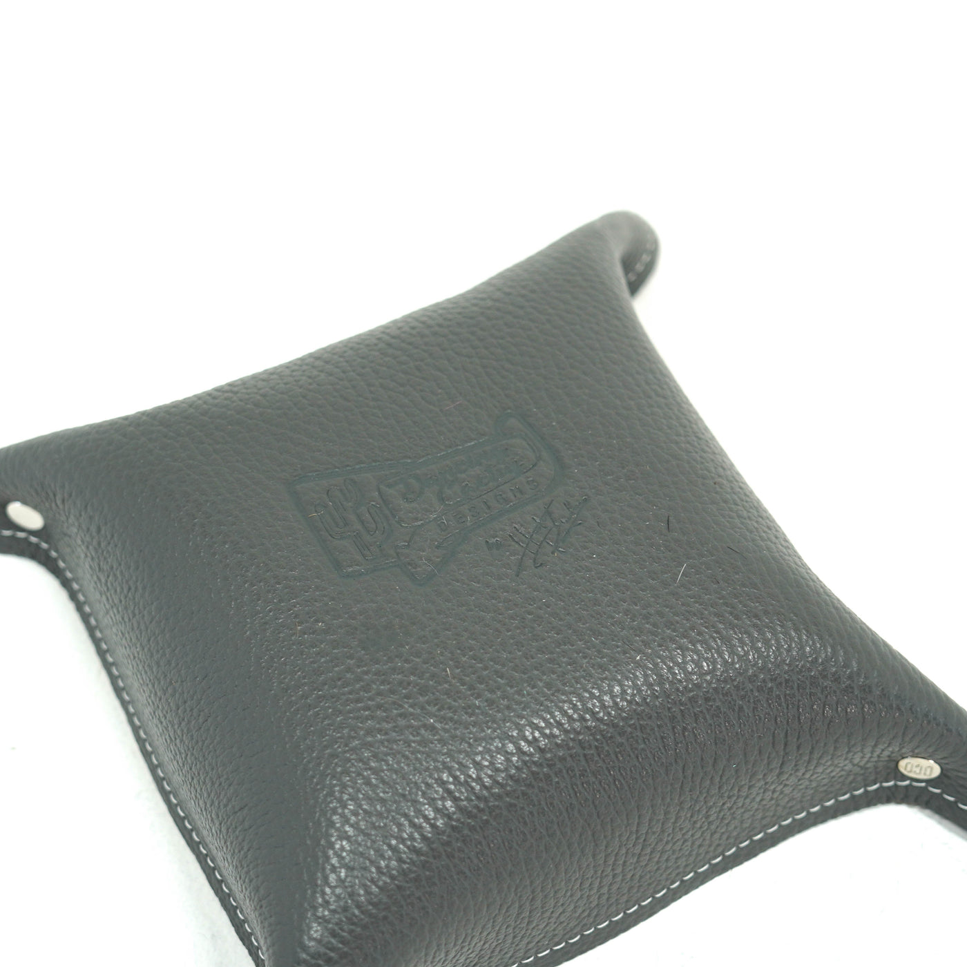 Mini Tray - Pebbled Lead Leather w/ Brindle-Mini Tray-Western-Cowhide-Bags-Handmade-Products-Gifts-Dancing Cactus Designs